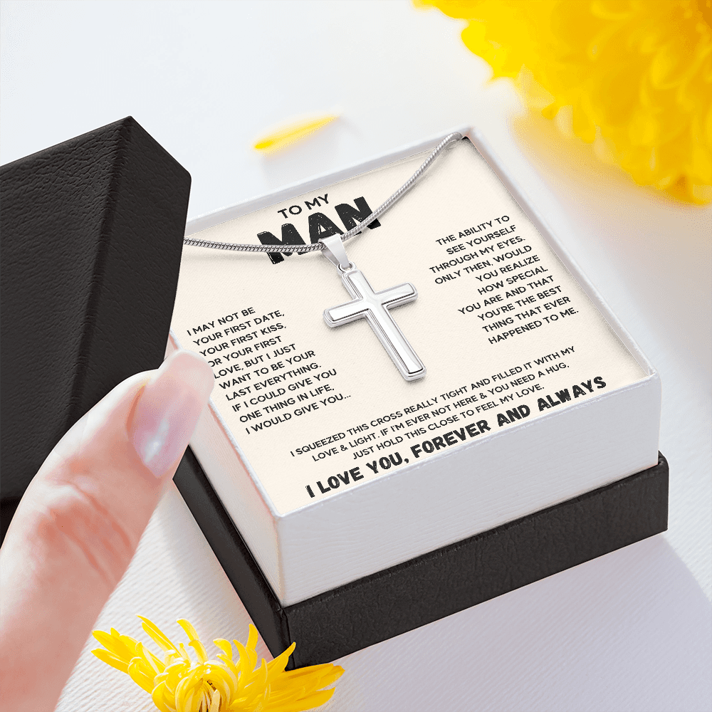 TO MY MAN CROSS HUG NECKLACE GIFT SET - ON CLOUD NINE GIFTS