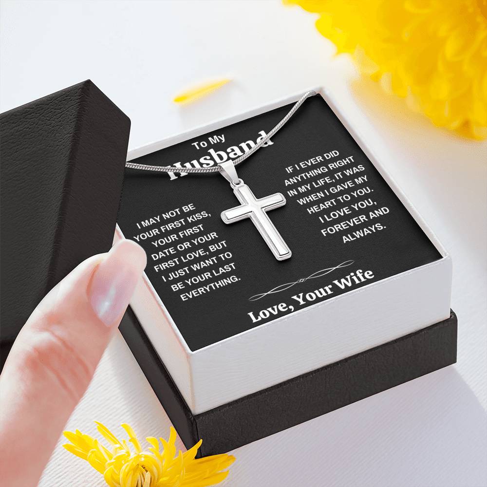 TO MY HUSBAND MY HEART BLACK CROSS NECKLACE GIFT SET - ON CLOUD NINE GIFTS