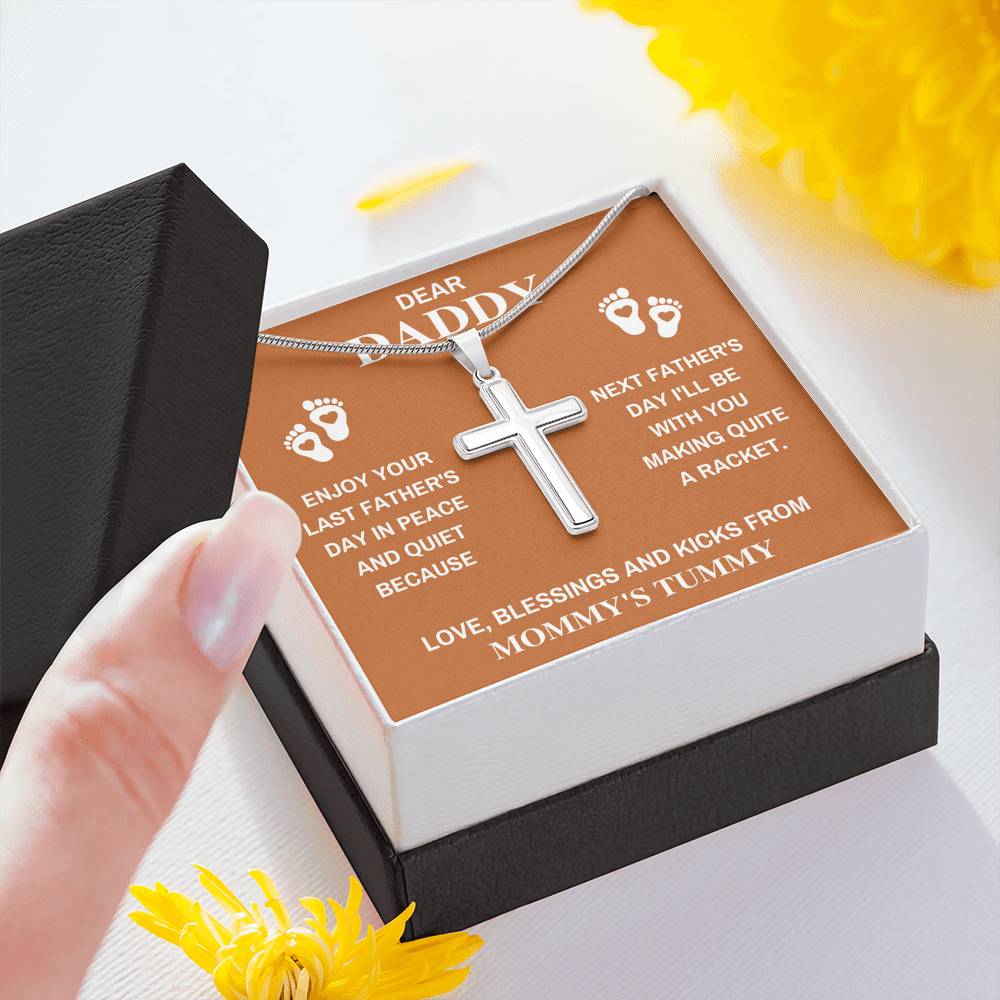 DEAR DADDY PEACE ORANGE CROSS NECKLACE GIFT SET - ON CLOUD NINE GIFTS