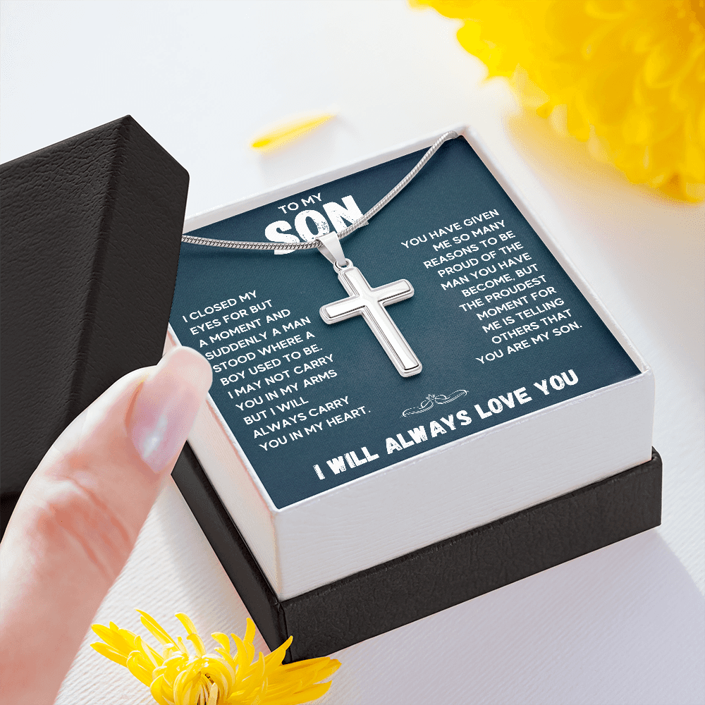 TO MY SON REASONS CROSS NECKLACE GIFT SET - ON CLOUD NINE GIFTS