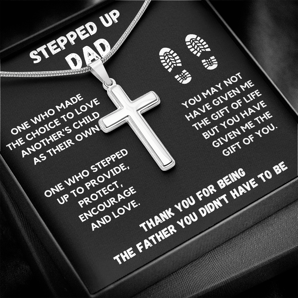 STEPPED UP DAD CROSS NECKLACE GIFT SET - ON CLOUD NINE GIFTS