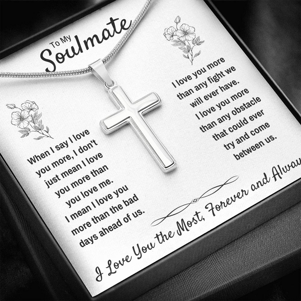 TO MY SOULMATE "I LOVE YOU THE MOST" ARTISAN CROSS NECKLACE GIFT SET - ON CLOUD NINE GIFTS