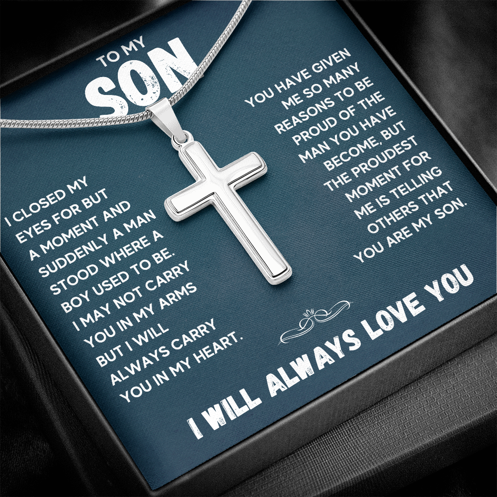 TO MY SON REASONS CROSS NECKLACE GIFT SET - ON CLOUD NINE GIFTS