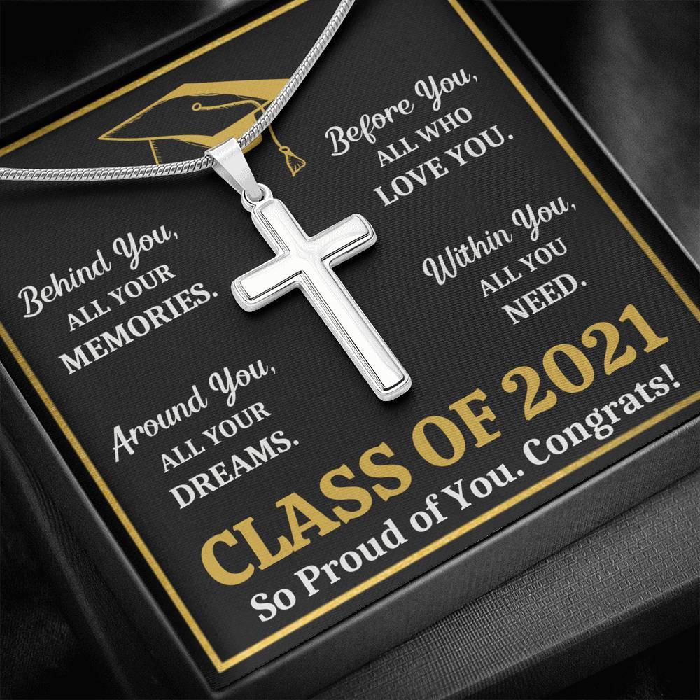 GRADUATION UNISEX CROSS NECKLACE GIFT SET - ON CLOUD NINE GIFTS