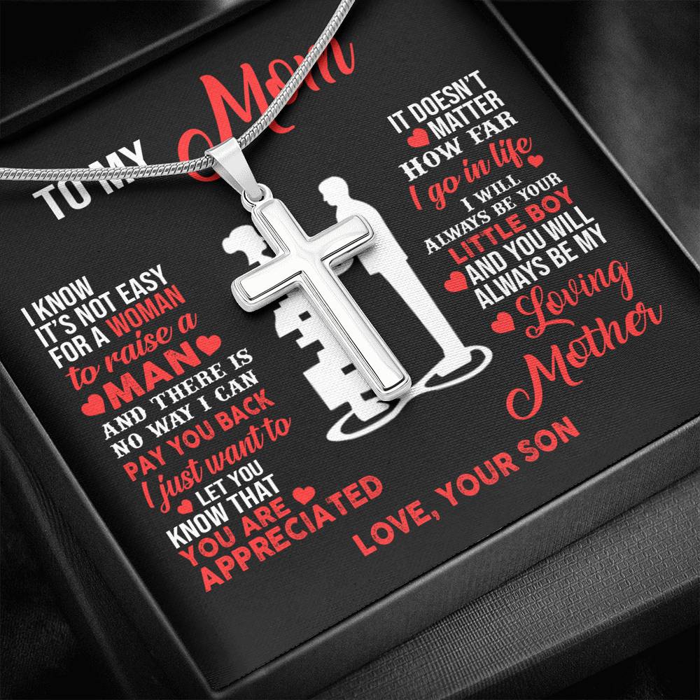 TO MY MOM LITTLE BOY CROSS NECKLACE GIFT SET - ON CLOUD NINE GIFTS