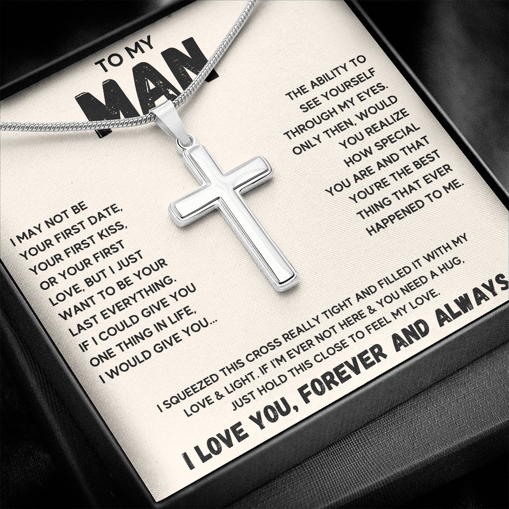TO MY MAN CROSS HUG NECKLACE GIFT SET - ON CLOUD NINE GIFTS