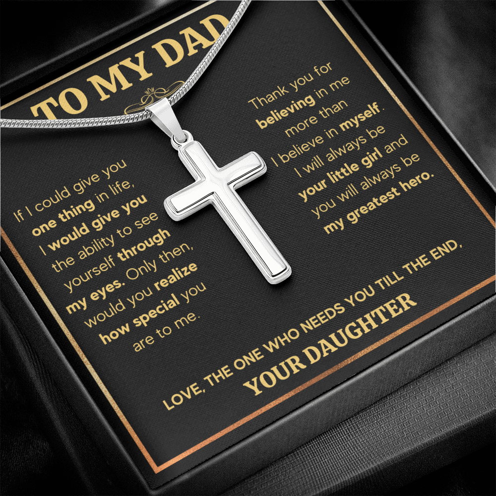 Fathers day gifts from daughter, best dad ever gifts, unique dad birthday gifts, dad gifts from kids for birthday, to my father cross - ON CLOUD NINE GIFTS