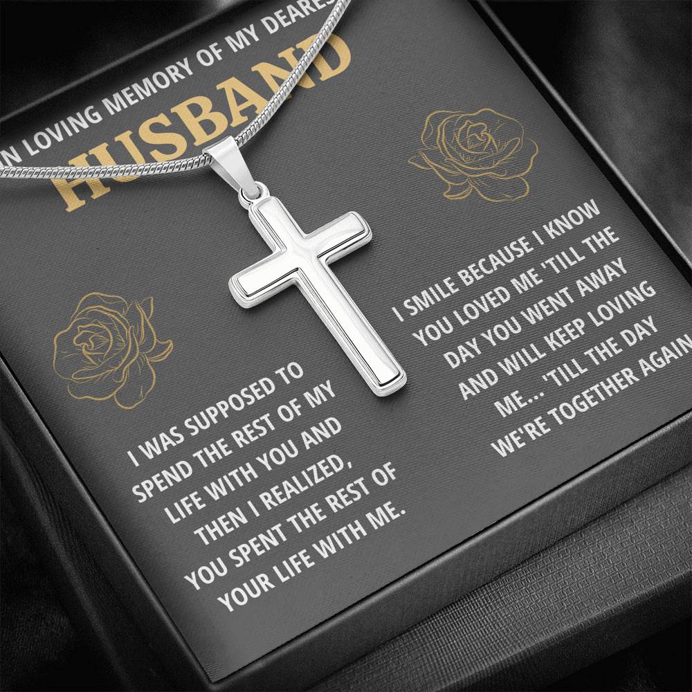 IN LOVING MEMORY OF MY DEAREST HUSBAND REMEMBRANCE CROSS NECKLACE GIFT SET - ON CLOUD NINE GIFTS