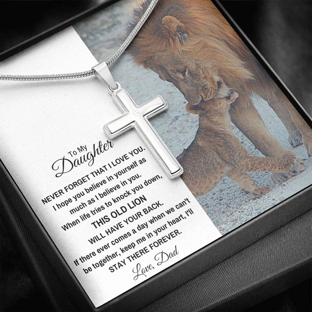 TO MY DAUGHTER "THIS OLD LION" ARTISAN CROSS NECKLACE GIFT SET - ON CLOUD NINE GIFTS
