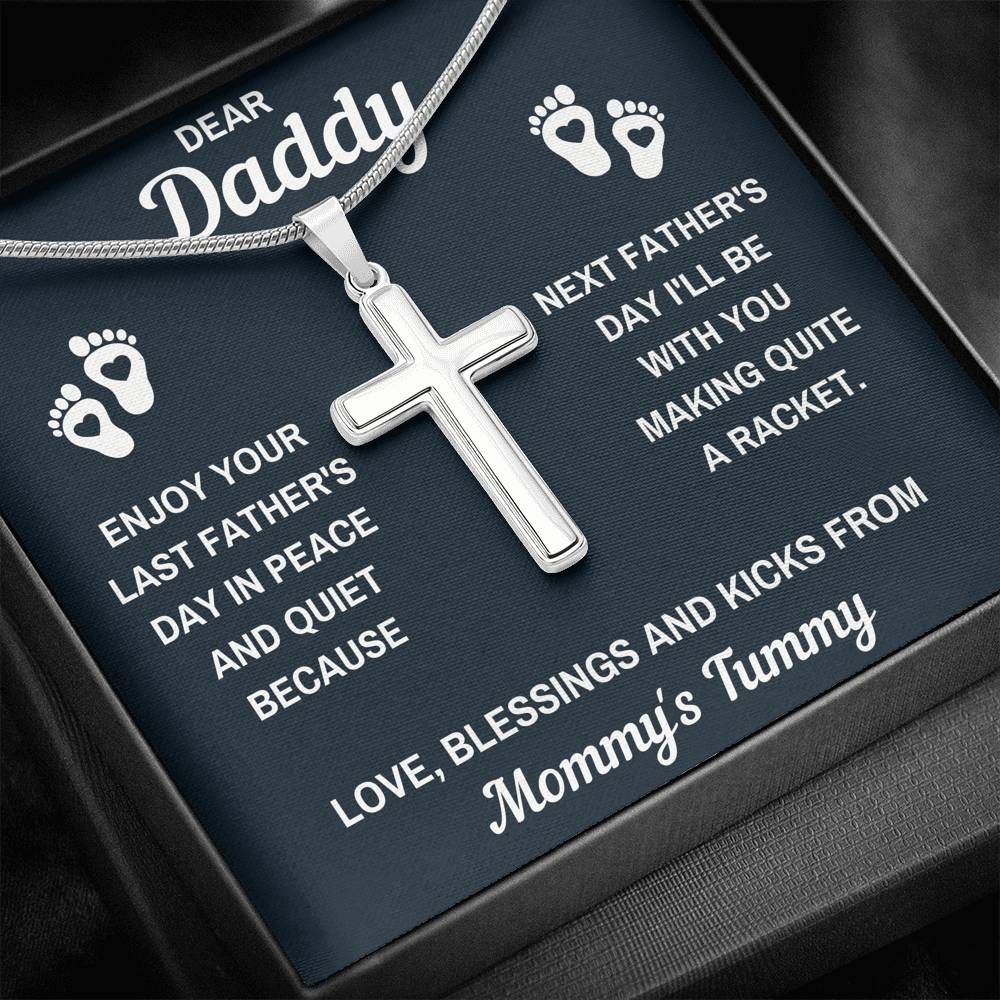 DEAR DADDY PEACE BLACK CROSS NECKLACE GIFT SET - ON CLOUD NINE GIFTS