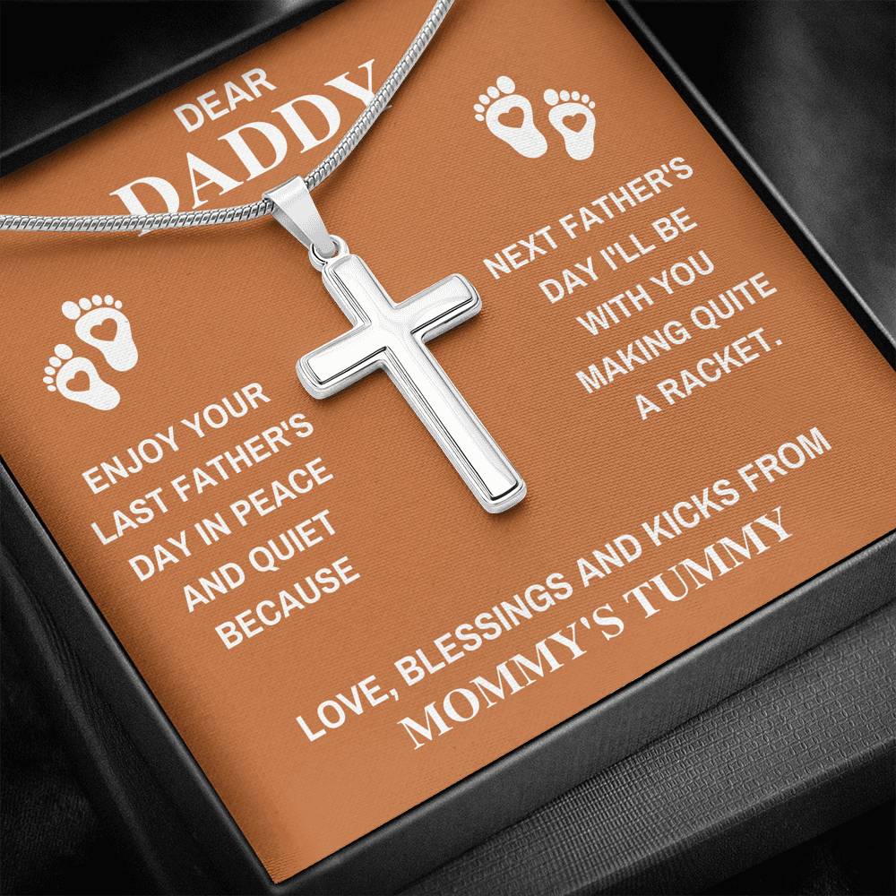DEAR DADDY PEACE ORANGE CROSS NECKLACE GIFT SET - ON CLOUD NINE GIFTS
