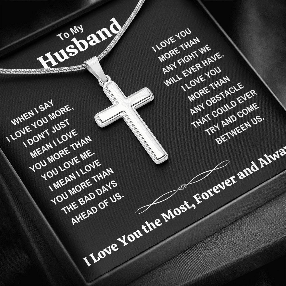 TO MY HUSBAND "LOVE YOU THE MOST" CROSS NECKLACE GIFT SET - ON CLOUD NINE GIFTS