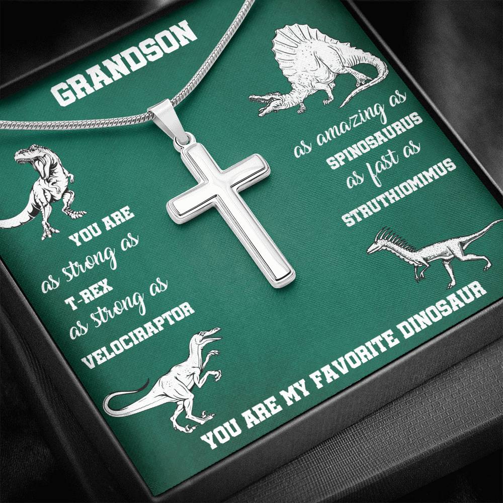 TO MY GRANDSON "DINOSAUR" CROSS NECKLACE GIFT SET - ON CLOUD NINE GIFTS