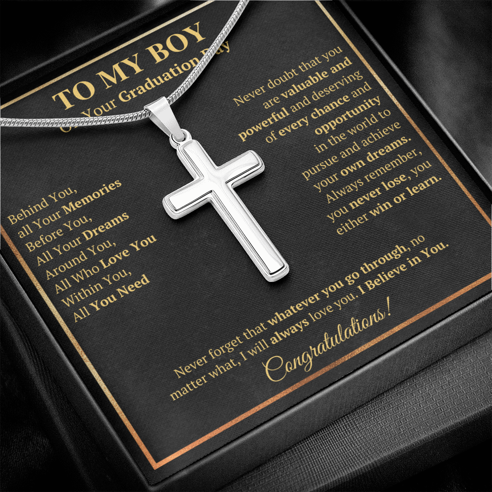 Graduation gifts for son grandson graduation Cross necklace high school class of 2022 presents with message card and gift box - ON CLOUD NINE GIFTS