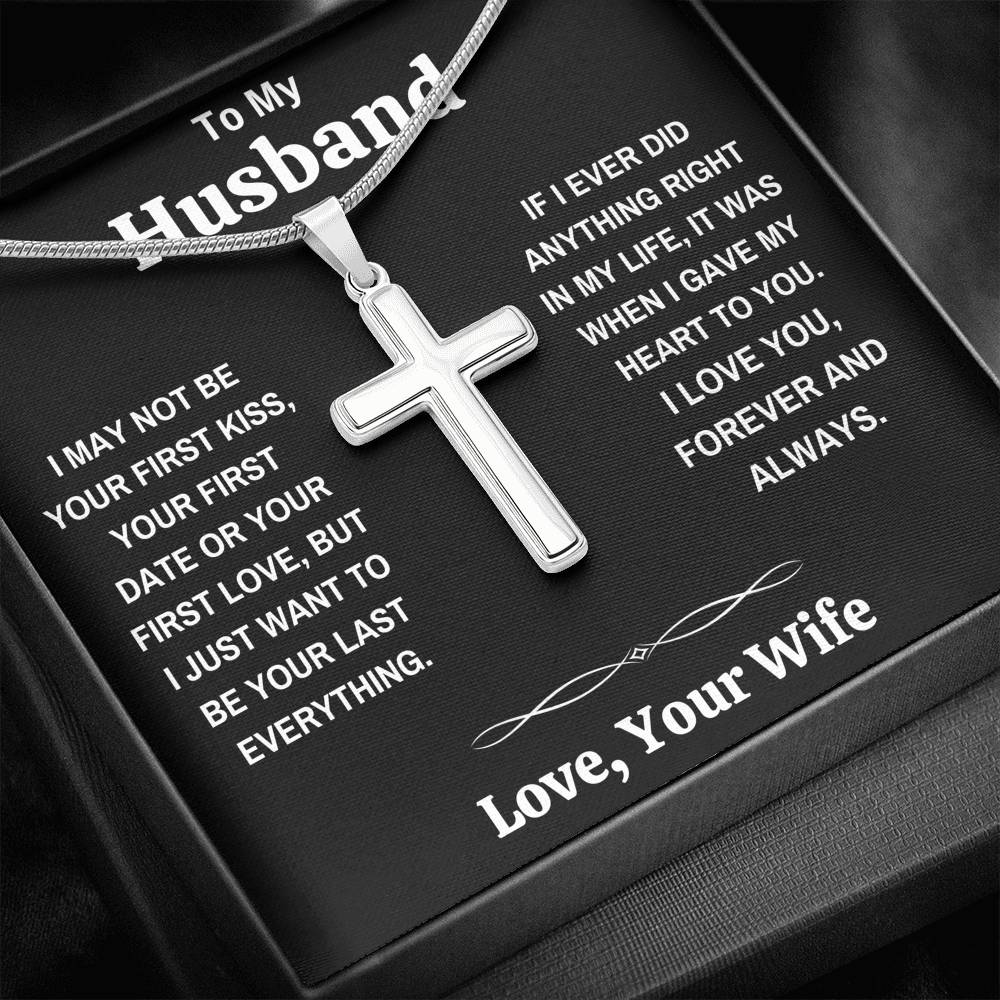 TO MY HUSBAND MY HEART BLACK CROSS NECKLACE GIFT SET - ON CLOUD NINE GIFTS