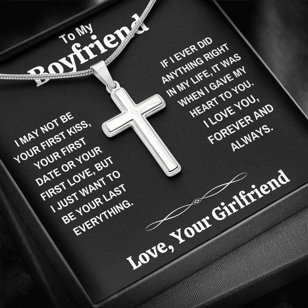 TO MY BOYFRIEND MY HEART BLACK CROSS NECKLACE GIFT SET - ON CLOUD NINE GIFTS