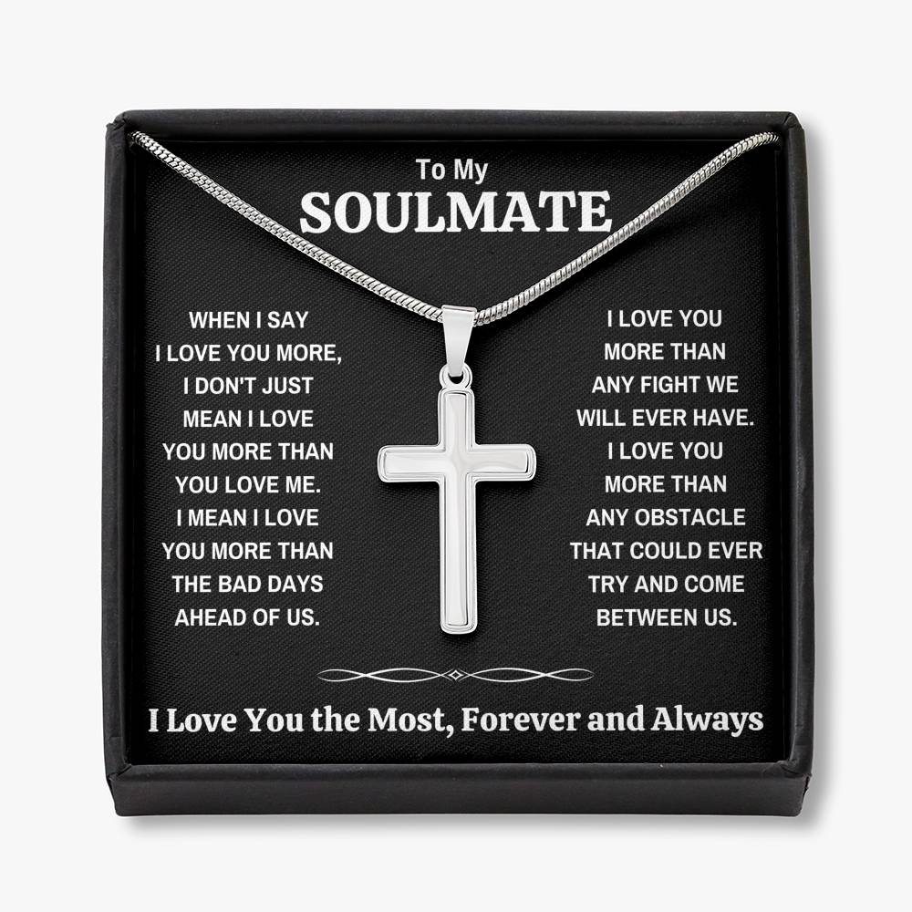 TO MY SOULMATE "THE MOST - DARK" UNISEX CROSS NECKLACE GIFT SET - ON CLOUD NINE GIFTS