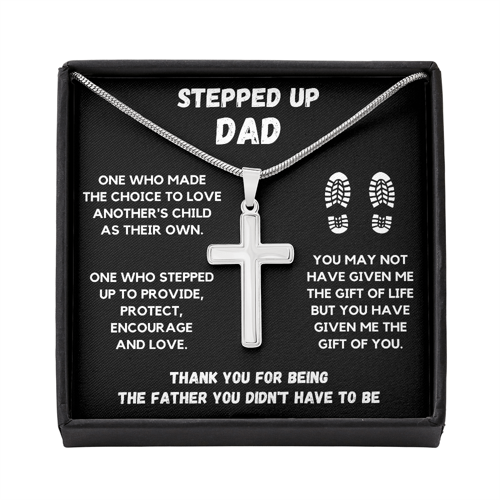 STEPPED UP DAD CROSS NECKLACE GIFT SET - ON CLOUD NINE GIFTS