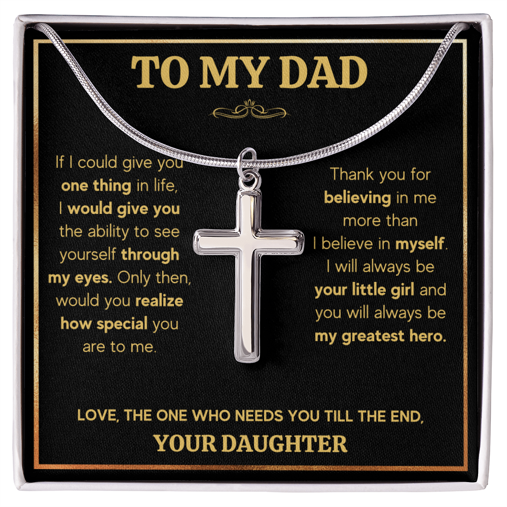 Fathers day gifts from daughter, best dad ever gifts, unique dad birthday gifts, dad gifts from kids for birthday, to my father cross - ON CLOUD NINE GIFTS