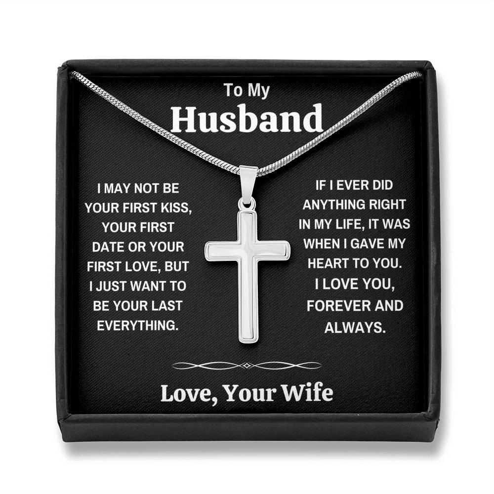 TO MY HUSBAND MY HEART BLACK CROSS NECKLACE GIFT SET - ON CLOUD NINE GIFTS