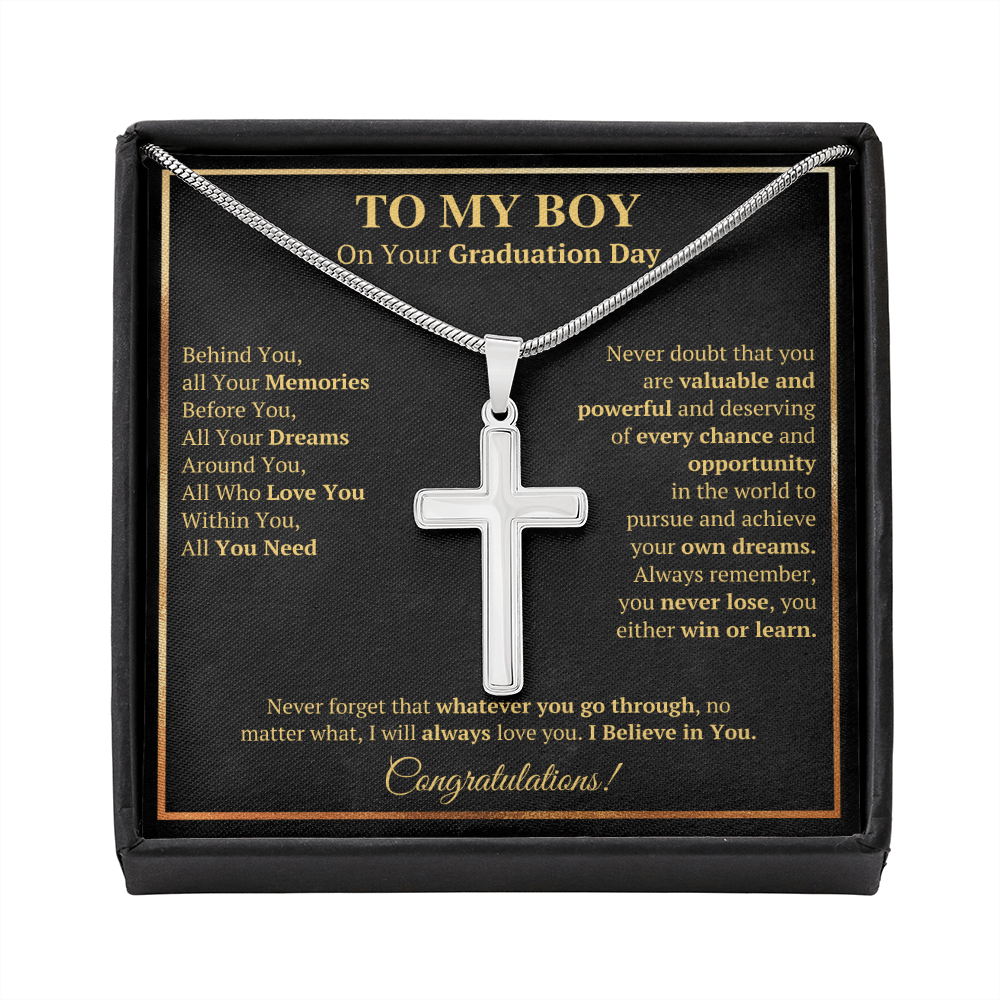 Graduation gifts for son grandson graduation Cross necklace high school class of 2022 presents with message card and gift box - ON CLOUD NINE GIFTS