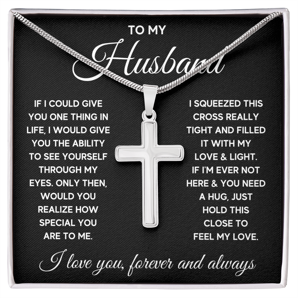 Gifts for husband from wife, to my husband cross necklace, gifts from wife to husband, gift for men anniversary birthday - ON CLOUD NINE GIFTS