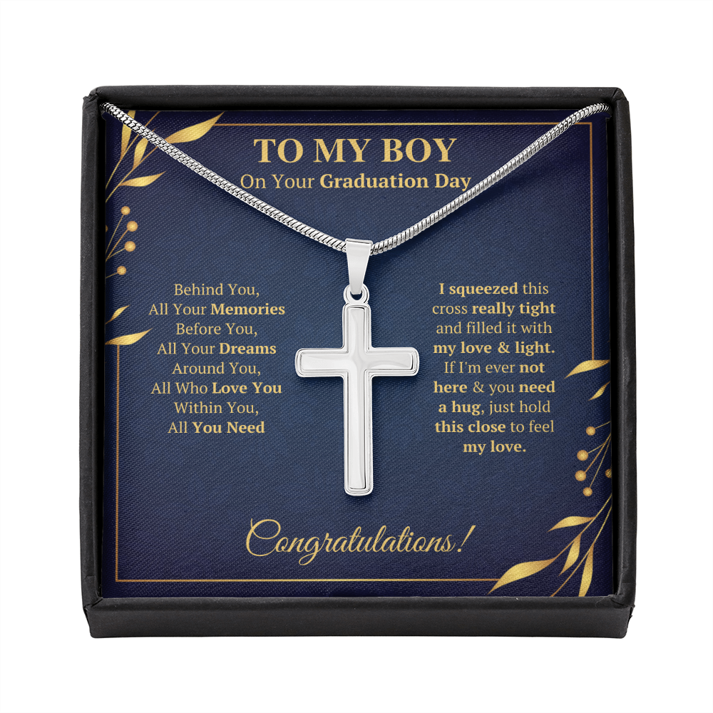 College graduation gifts for him boy mba graduation presents for son class of 2022 Cross Necklace with message card and gift box - ON CLOUD NINE GIFTS