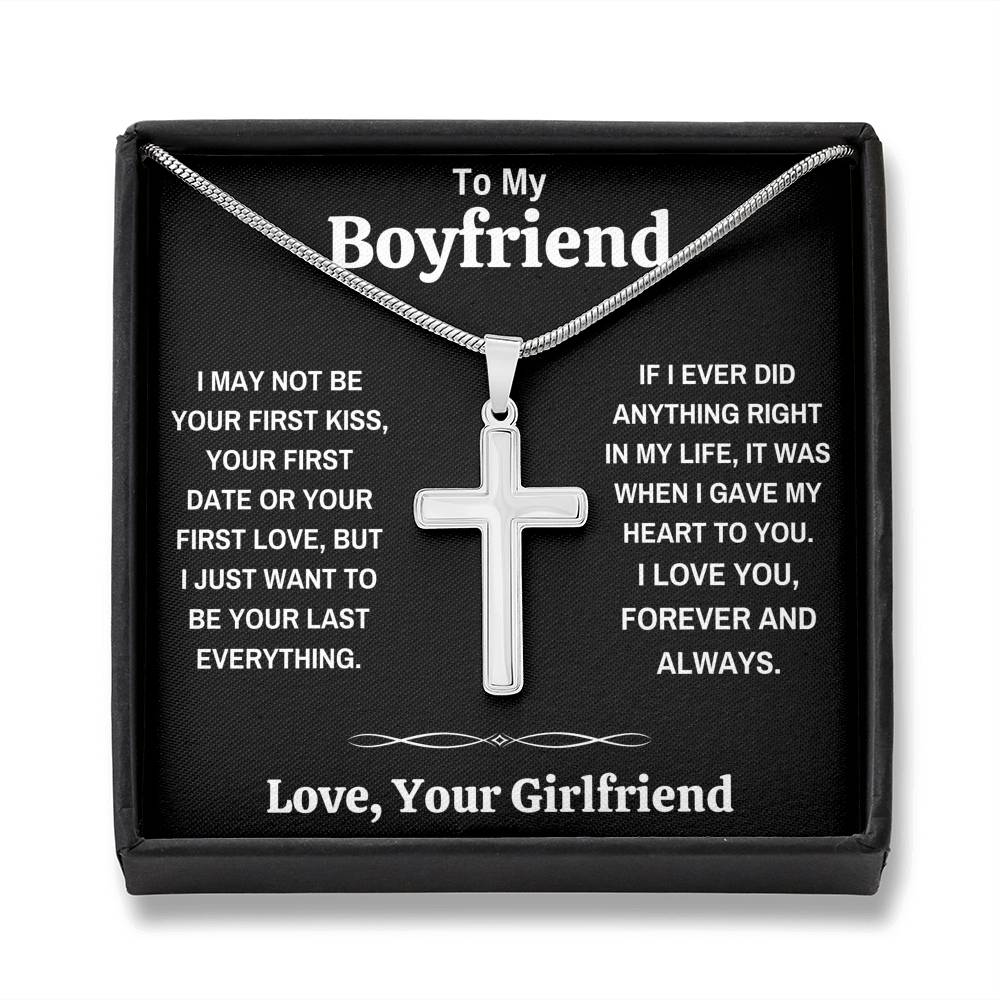 TO MY BOYFRIEND MY HEART BLACK CROSS NECKLACE GIFT SET - ON CLOUD NINE GIFTS