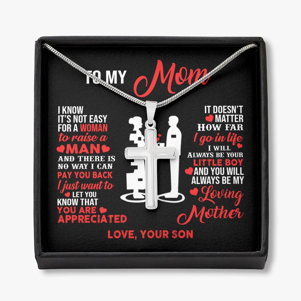 TO MY MOM LITTLE BOY CROSS NECKLACE GIFT SET - ON CLOUD NINE GIFTS