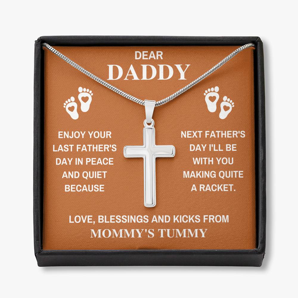 DEAR DADDY PEACE ORANGE CROSS NECKLACE GIFT SET - ON CLOUD NINE GIFTS