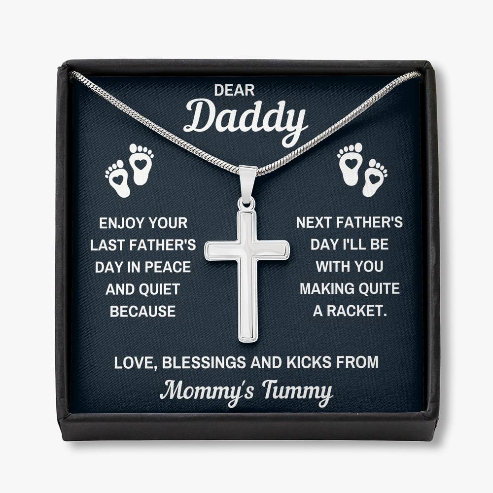 DEAR DADDY PEACE BLACK CROSS NECKLACE GIFT SET - ON CLOUD NINE GIFTS