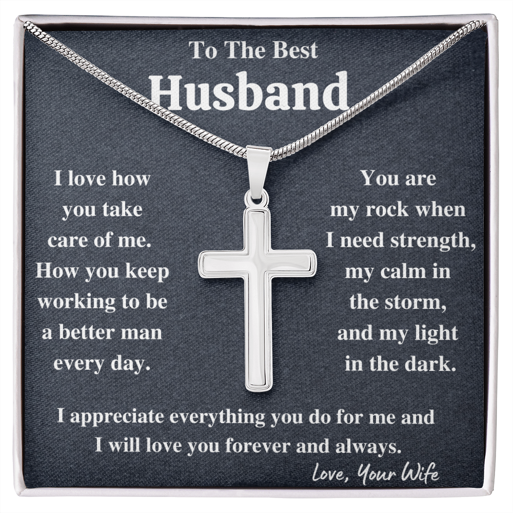 Gifts for husband from wife, to my husband cross necklace, gifts from wife to husband, gift for men anniversary birthday - ON CLOUD NINE GIFTS