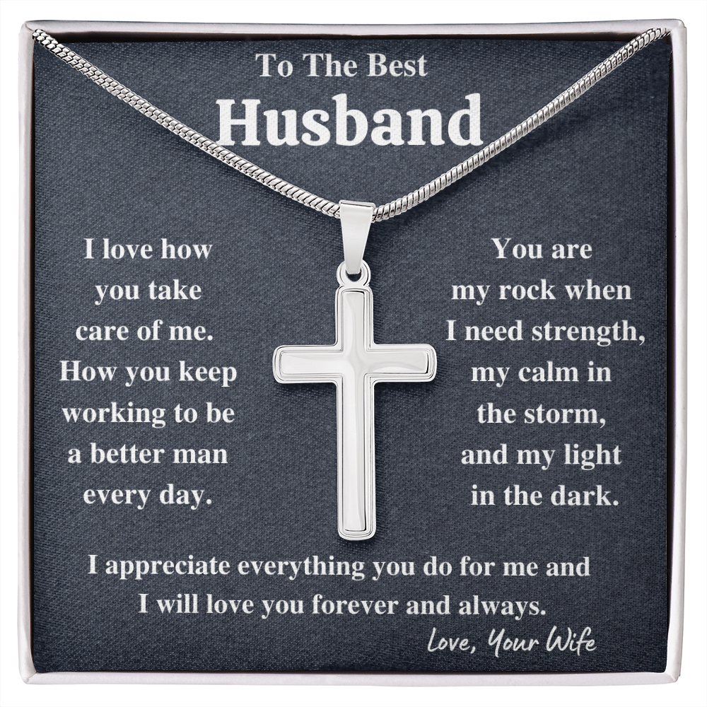 To my husband cross necklace, gifts for husband from wife, gifts from wife best husband, anniversary birthday gift for him, gift for men - ON CLOUD NINE GIFTS