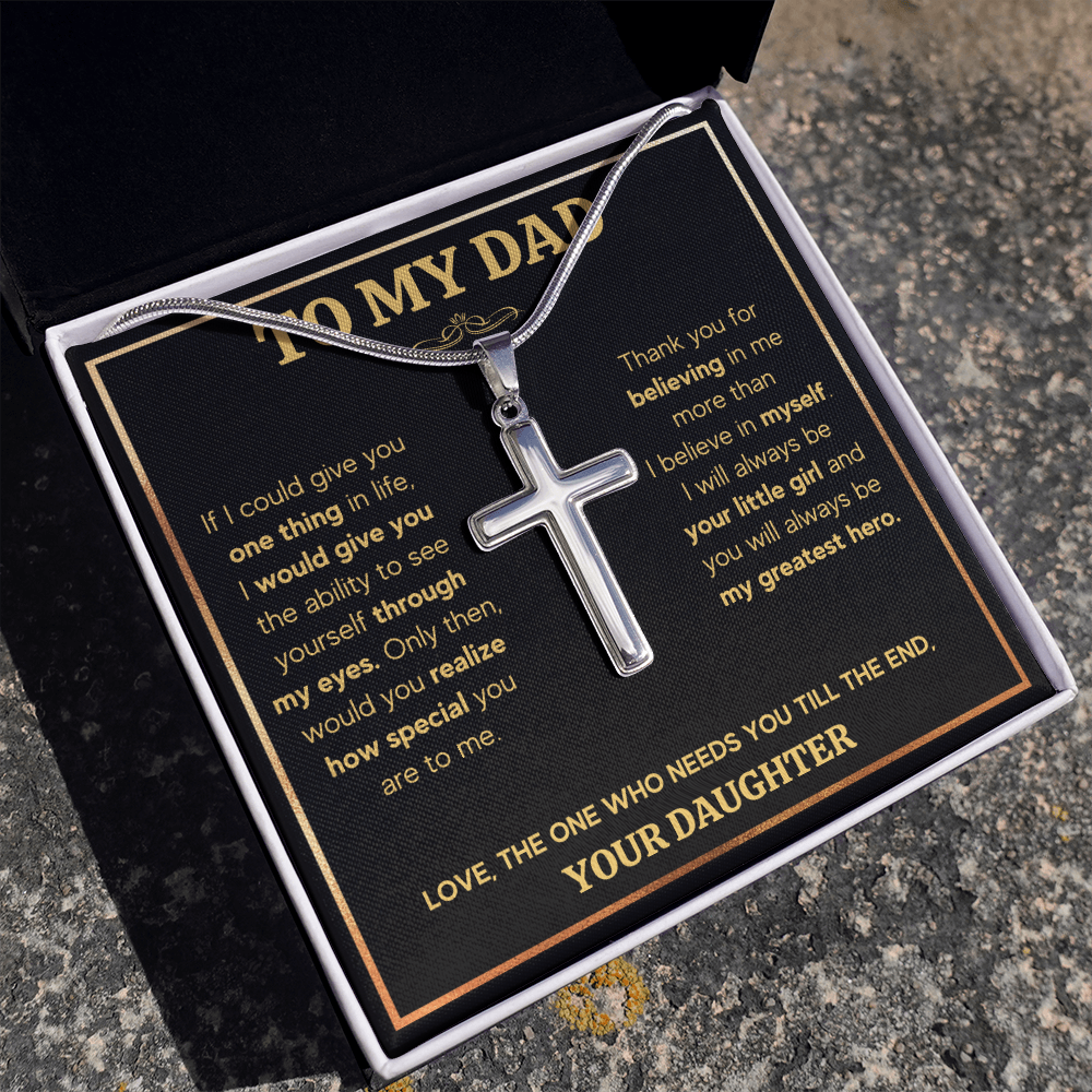 Fathers day gifts from daughter, best dad ever gifts, unique dad birthday gifts, dad gifts from kids for birthday, to my father cross - ON CLOUD NINE GIFTS