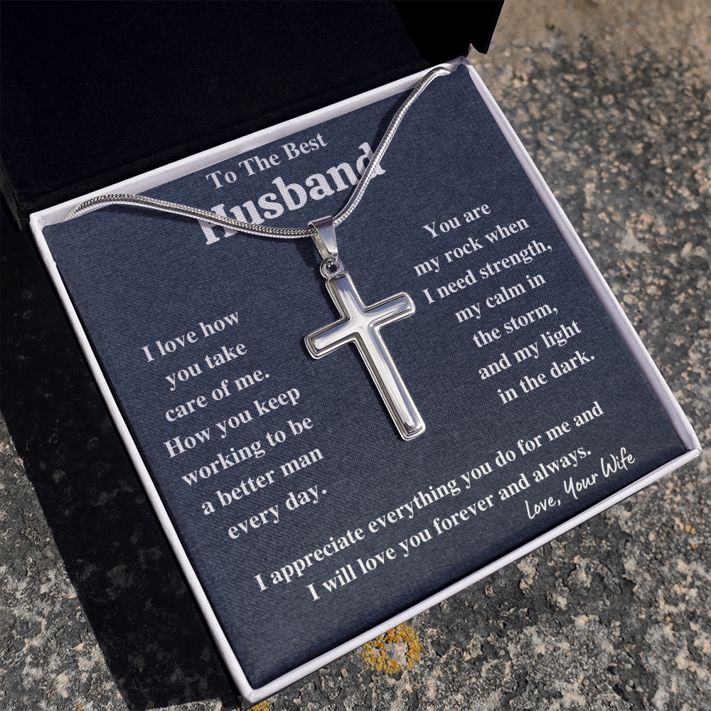 To my husband cross necklace, gifts for husband from wife, gifts from wife best husband, anniversary birthday gift for him, gift for men - ON CLOUD NINE GIFTS