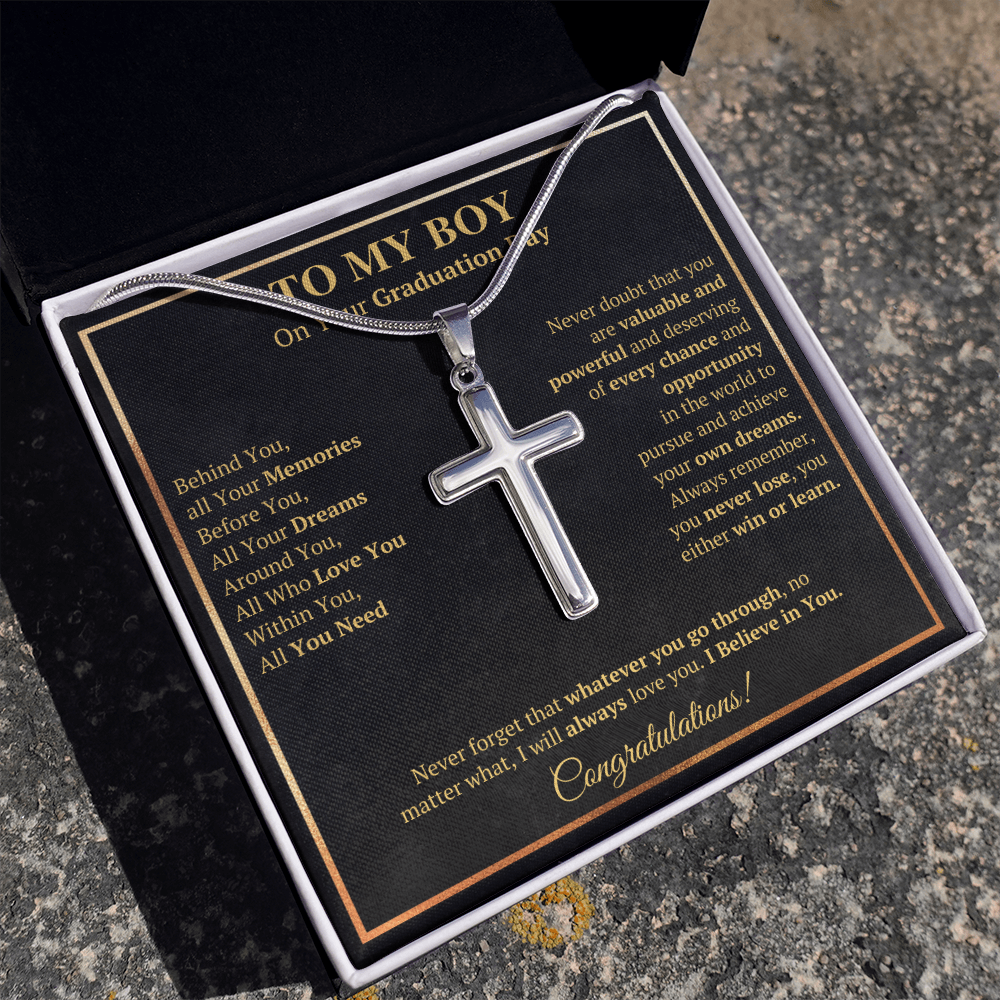 Graduation gifts for son grandson graduation Cross necklace high school class of 2022 presents with message card and gift box - ON CLOUD NINE GIFTS