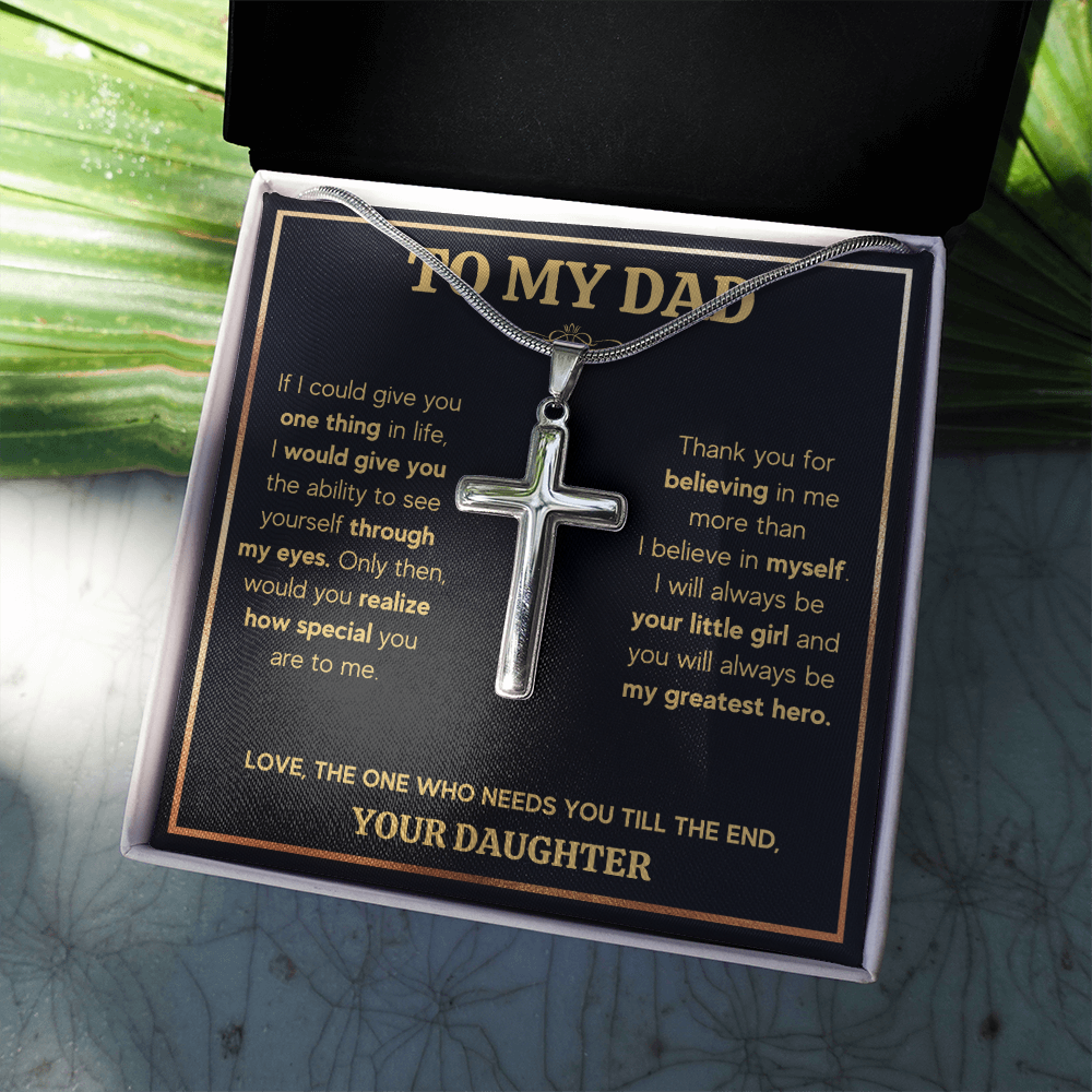 Fathers day gifts from daughter, best dad ever gifts, unique dad birthday gifts, dad gifts from kids for birthday, to my father cross - ON CLOUD NINE GIFTS