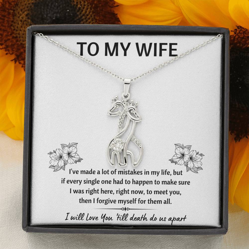TO MY WIFE "MISTAKES" GIRAFFE NECKLACE GIFT SET - ON CLOUD NINE GIFTS