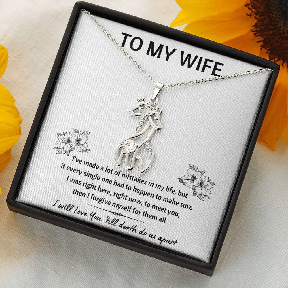 TO MY WIFE "MISTAKES" GIRAFFE NECKLACE GIFT SET - ON CLOUD NINE GIFTS