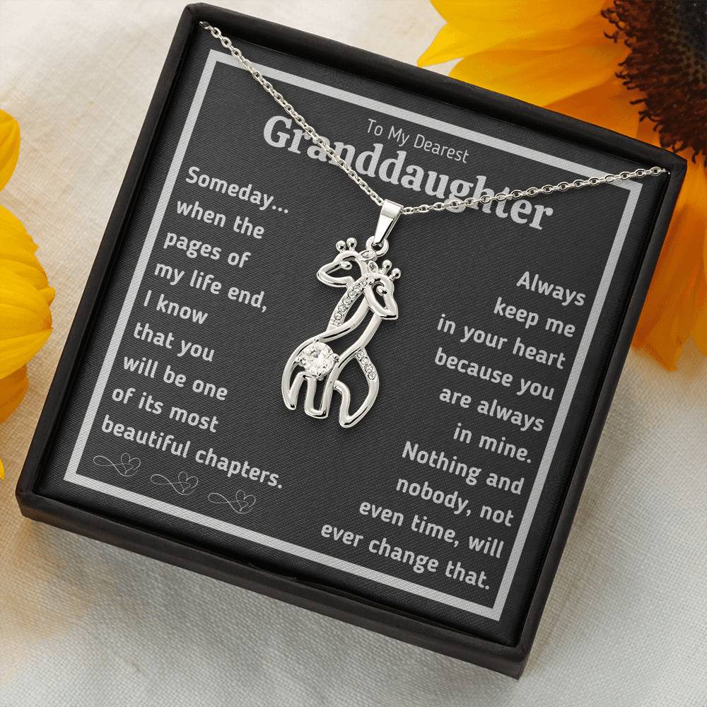 TO MY DEAREST GRANDDAUGHTER "BEAUTIFUL CHAPTERS" GIRAFEE NECKLACE GIFT SET - ON CLOUD NINE GIFTS