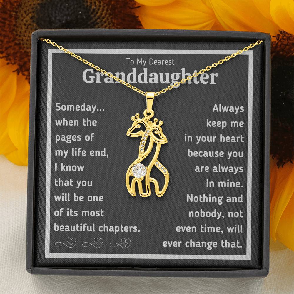 TO MY DEAREST GRANDDAUGHTER "BEAUTIFUL CHAPTERS" GIRAFEE NECKLACE GIFT SET - ON CLOUD NINE GIFTS