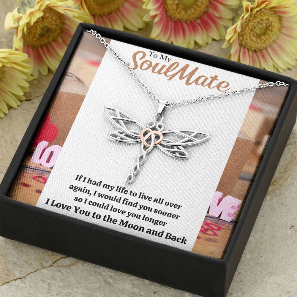 TO MY SOULMATE "LOVE YOU LONGER" DRAGONFLY NECKLACE GIFT SET - ON CLOUD NINE GIFTS