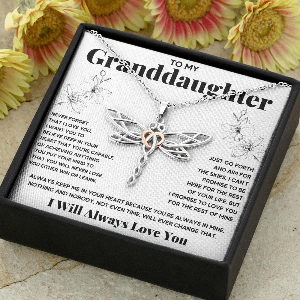 TO MY GRANDDAUGHTER TIME DRAGONFLY NECKLACE GIFT SET - ON CLOUD NINE GIFTS