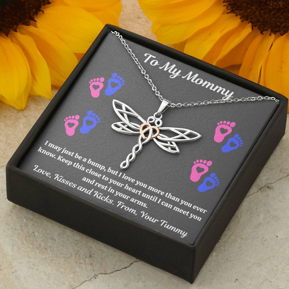 TO MY MOMMY "HEART-FEET" DRAGONFLY NECKLACE GIFT SET - ON CLOUD NINE GIFTS