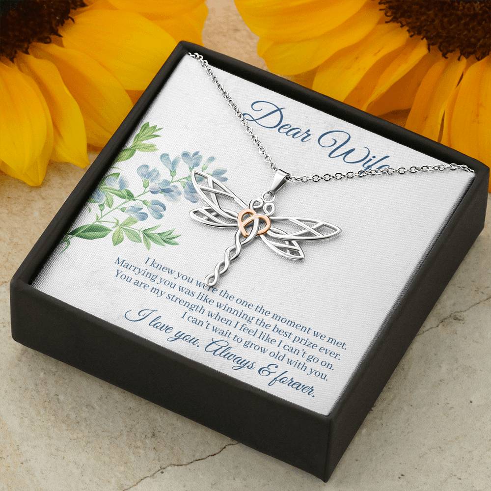 DEAR WIFE "THE ONE" DRAGONFLY NECKLACE GIFT SET - ON CLOUD NINE GIFTS