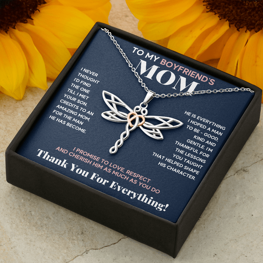 BOYFRIENDS MOM BLUE PINK DRAGONFLY NECKLACE GIFT SET - ON CLOUD NINE GIFTS
