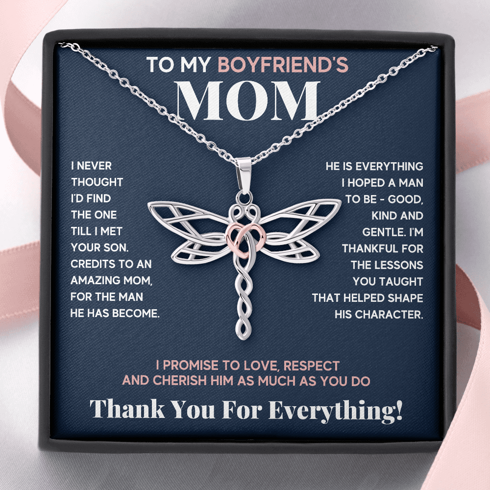 BOYFRIENDS MOM BLUE PINK DRAGONFLY NECKLACE GIFT SET - ON CLOUD NINE GIFTS