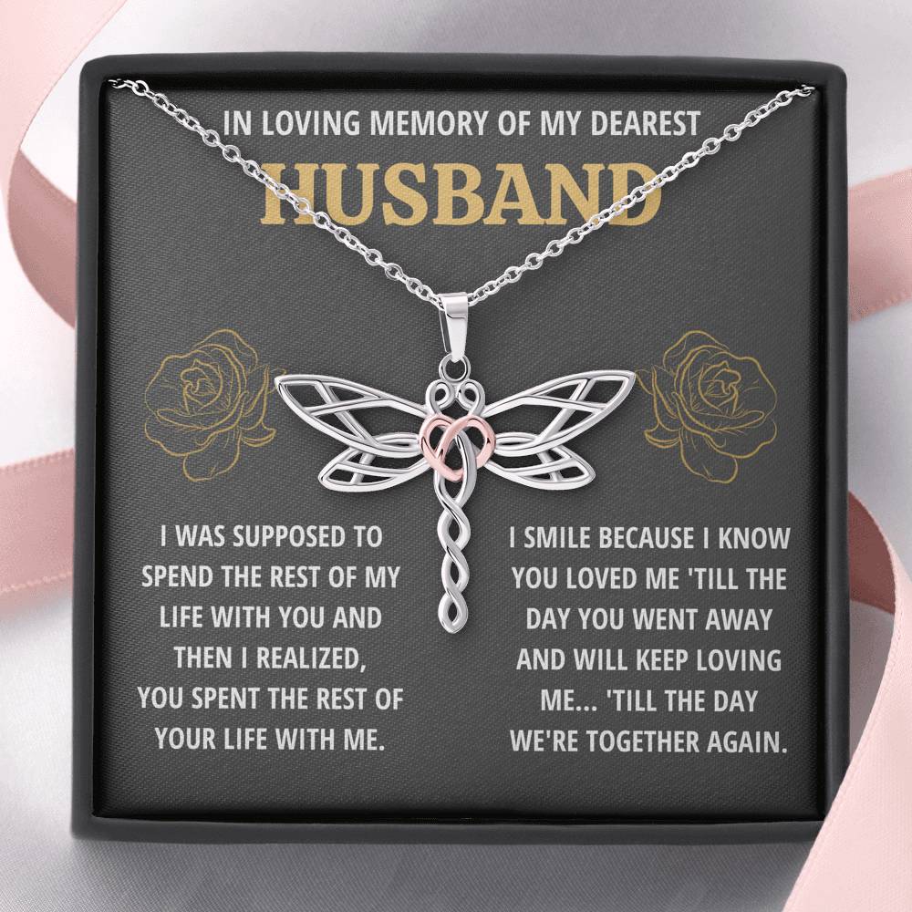 TO MY HUSBAND "LIFE - GOLDEN" REMEMBRANCE DRAGONFLY NECKLACE GIFT SET - ON CLOUD NINE GIFTS