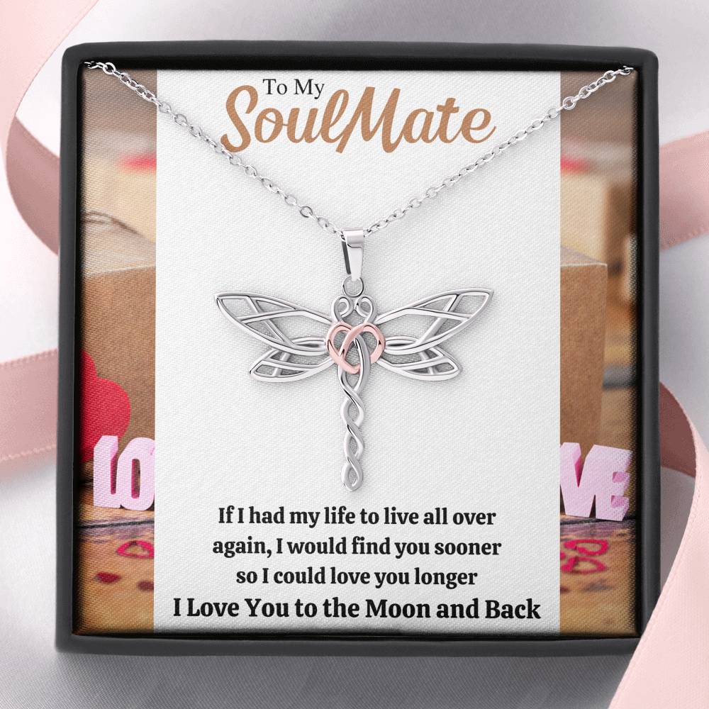 TO MY SOULMATE "LOVE YOU LONGER" DRAGONFLY NECKLACE GIFT SET - ON CLOUD NINE GIFTS
