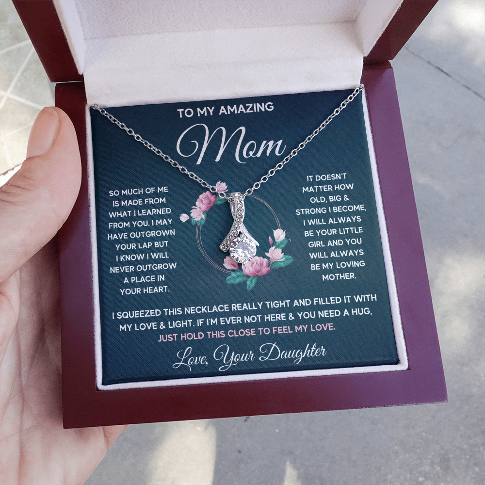 Mother birthday gift from daughter on Mothers Day Heart Pendant Alluring Necklace I Love You Mom Gifts with Message Card and Gift Box - ON CLOUD NINE GIFTS